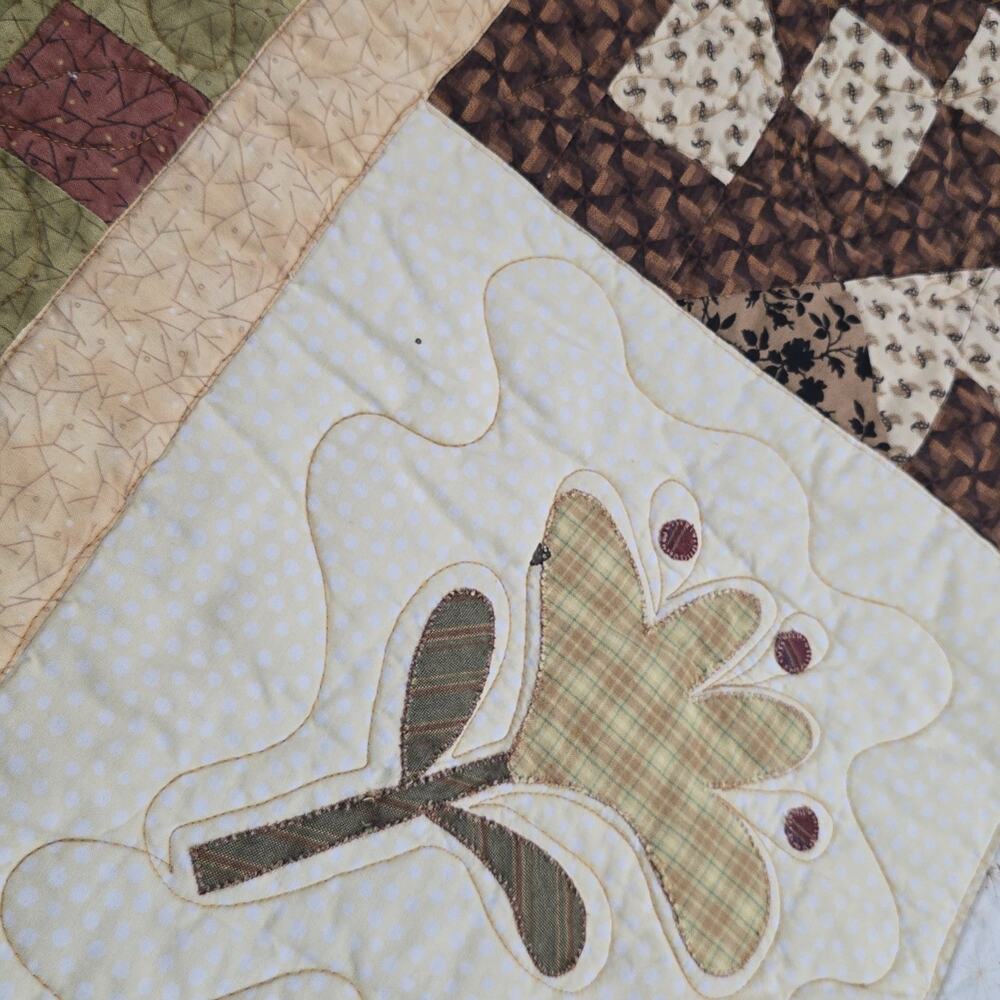 Vintage Reversible Sampler Quilt Handmade Patchwork Coverlet 82x82" Cutter READ - Picture 11 of 16